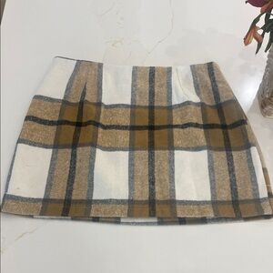 Plaid Tan and White Women's Skirt